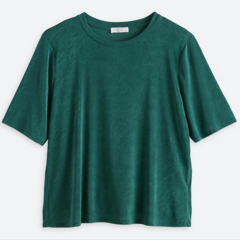 Beacon Apparel Teal Green Short Sleeve Shimmery Top 3X